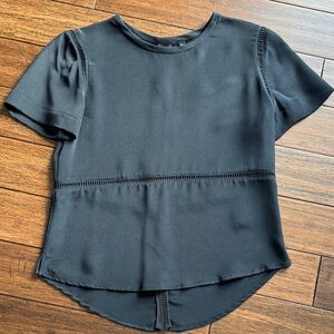 MARINA Black Short Sleeve Peplum Blouse